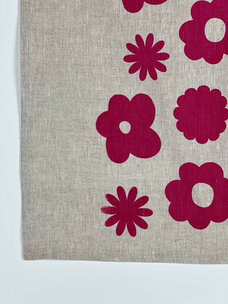 once and floral - fuchsia flowers oatmeal linen napkins (set of four)