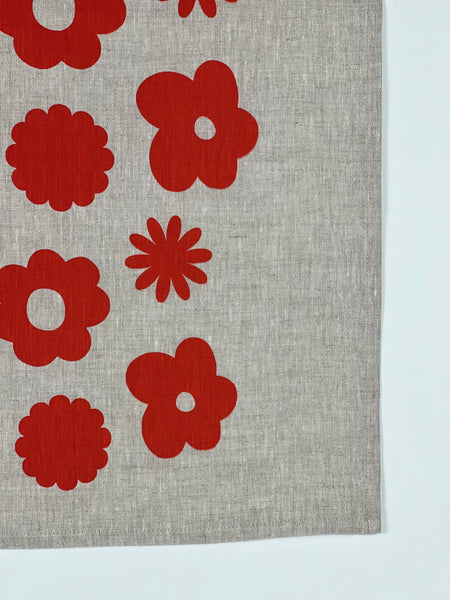 once and floral - scarlet flowers oatmeal linen napkins (set of four)