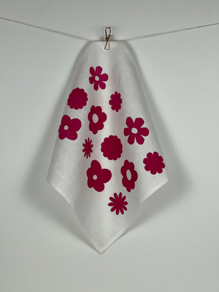 once and floral - fuchsia flowers linen napkins (set of four)