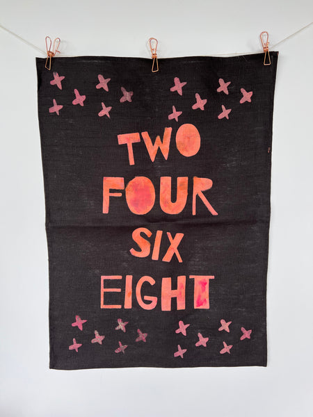 Saying Grace - Black Linen Tea Towel