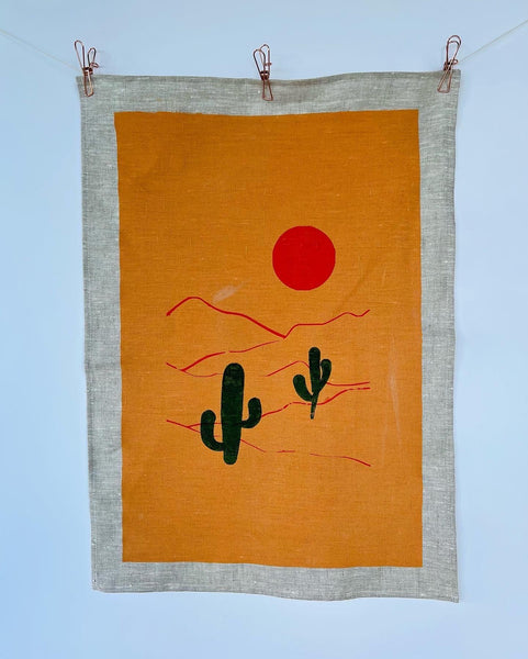 Been There, Dune That - Desertscape Linen Tea Towel (Oatmeal Linen)