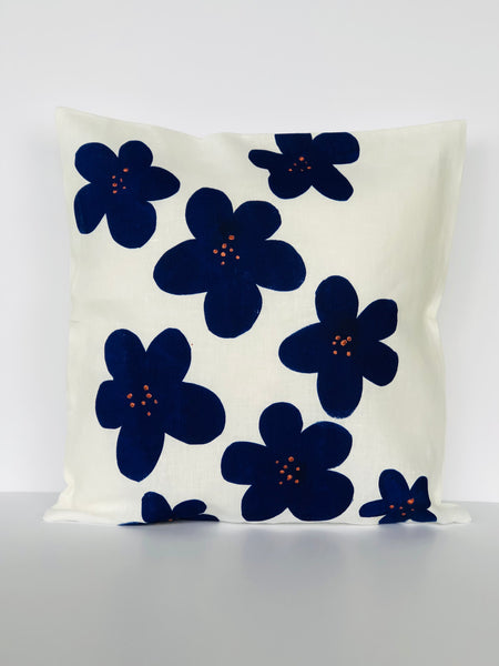 In Full Bluem - Linen Cushion Cover