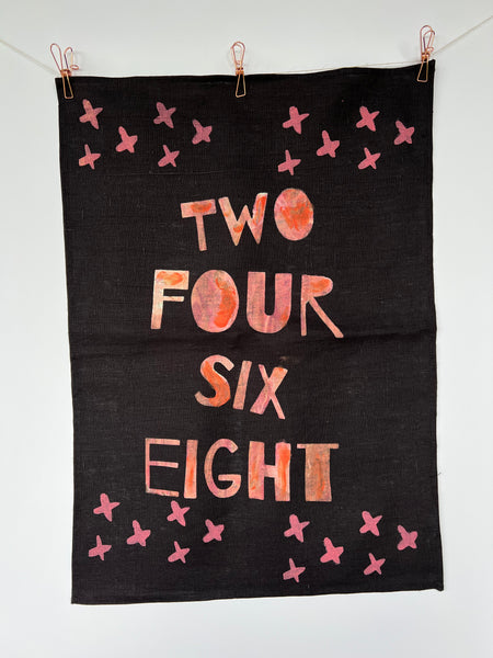 Saying Grace - Black Linen Tea Towel