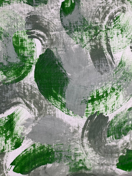 Fools Brush In - Brush Strokes Linen Cushion Cover (Off White Linen) Bottle Green, Sage & Pewter Green